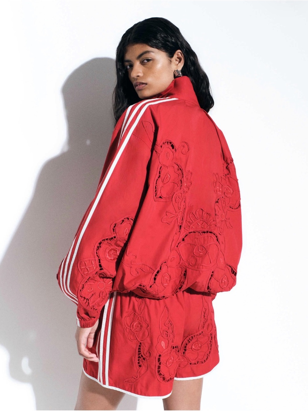 Adidas x Asos oversized cutwork track jacket in red sz S - Picture 4 of 7